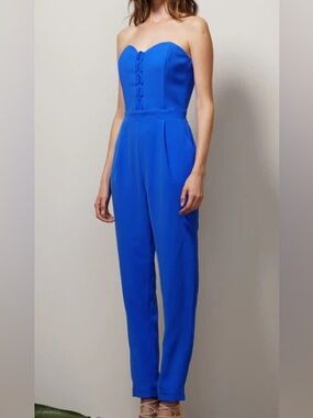 Adelyn Rae Strapless Cobalt Blue Tailored Jumpsuit